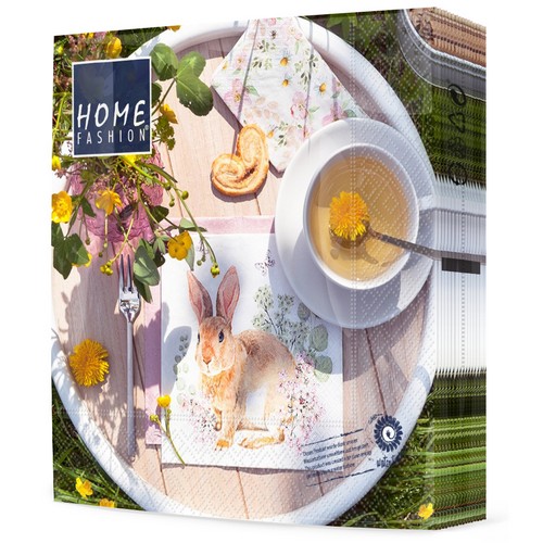 20 Servietten Rosi Rabbit - Hase an dezenten Blumen 33x33cm