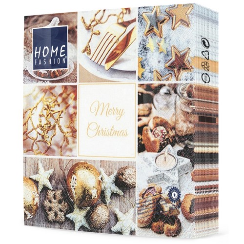 20 Servietten Golden Catch - Merry Christmas Collage 33x33cm