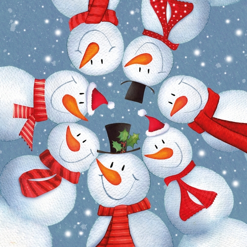 20 Servietten Snowmen Circle - Witziger Schneemann-Kreis 33x33cm
