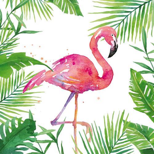 20 Servietten Tropical Flamingo - Flamingo im tropischen Wald 33x33cm