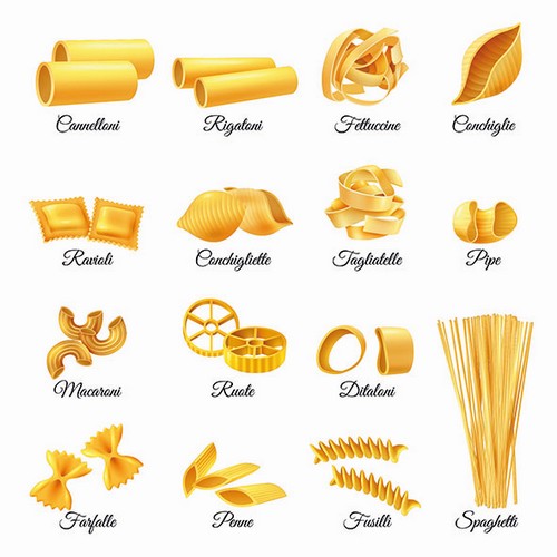 20 Servietten Pasta Mix - Nudelsorten 33x33cm