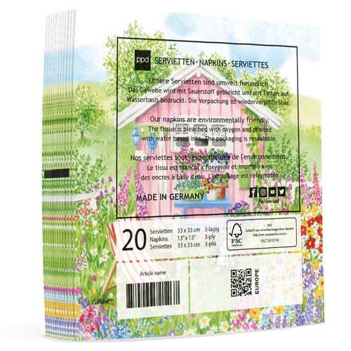 20 Servietten Maison Rose - Ferienhaus mit Garten 33x33cm