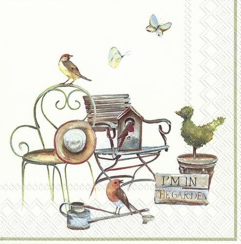 20 Servietten I´m in the Garden white - Freude für den Garten 33x33cm