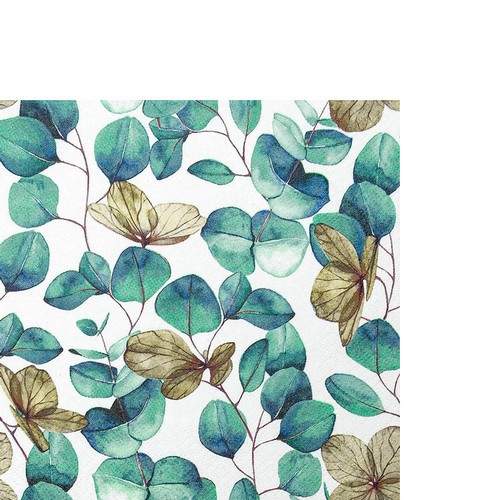 20 kleine Cocktailservietten Eucalyptus Leaves 25x25cm