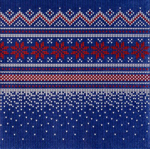 20 kleine Cocktailservietten Knitted dark blue - Warmes Wintermuster dunkelblau 25x25cm