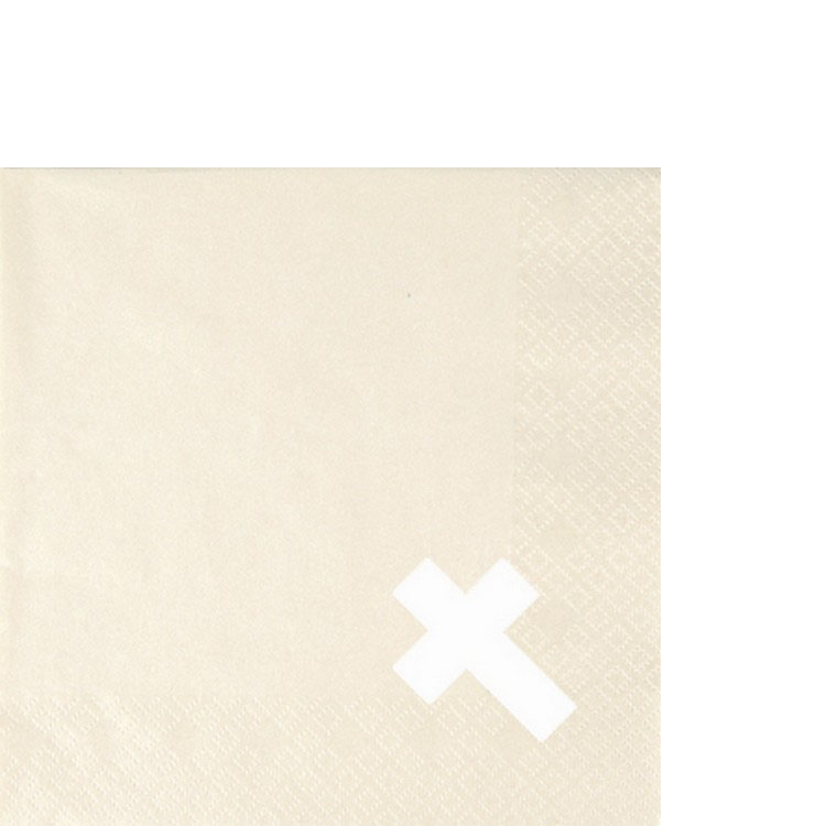 20 Cocktailservietten Punched Cross Perl Effect ivory - elfenbein mit ausgestanztem Kreuz 25x25cm