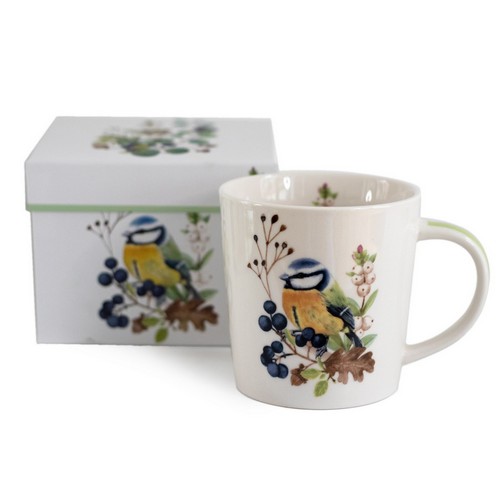 Tasse aus Porzellan Oiseau en Nature - Blaumeise an Naturgesteck 0,4L, Höhe 9,7cm