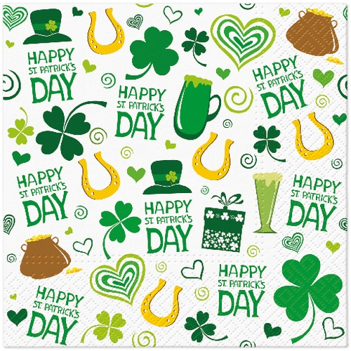 20 Servietten Happy Pattern - St. Patricks Day 33x33cm