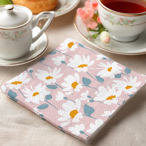 20 kleine Cocktailservietten Daisy bloom - Stilisierte Margeritenblüten 25x25cm