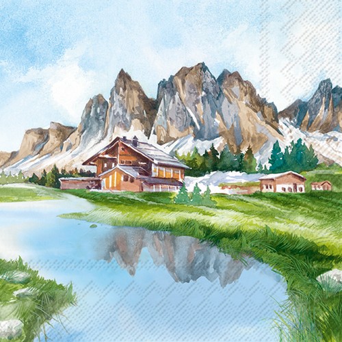 20 Servietten Mountain Valley - Gebirge am Fluss 33x33cm