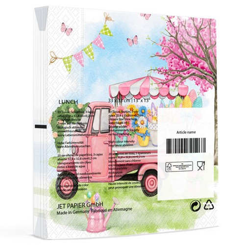 20 Servietten Easter Floral Market - Blumenwagen im Frühling 33x33cm