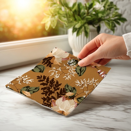 20 kleine Cocktailservietten Heritage Florals - Florale Elemente Vintage-Look 25x25cm