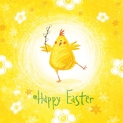 20 Servietten Happy Easter Chicken - Fröhliches Küken für Ostern 33x33cm