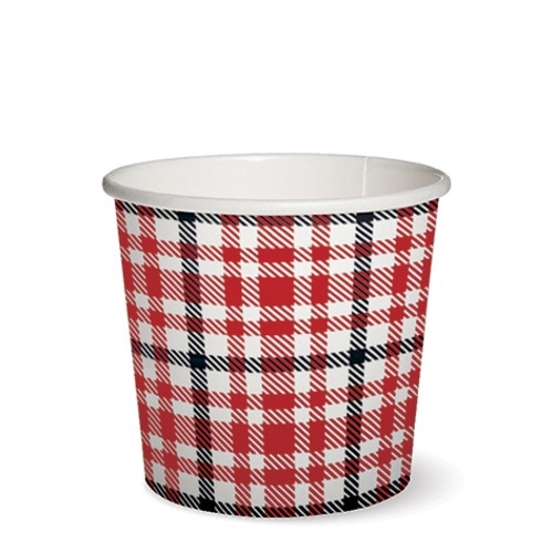 RP 10 Pappbecher Picnic Style - Karo schwarz-rot 0,3l Ø9,1 x H8,2cm