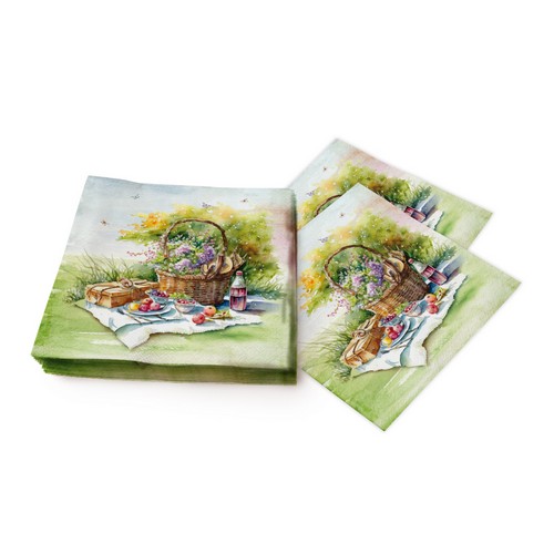 20 Servietten Picnic Estivo - Gedeckter Picknickplatz 33x33cm