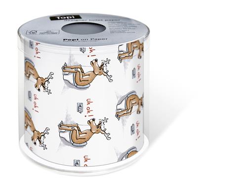 Toilettenpapier Rolle bedruckt Elk uh oh! - Rentier beim Geschäft