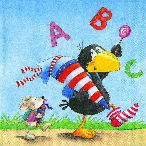 IHR Servietten Rabe Socke ABC 33x33cm