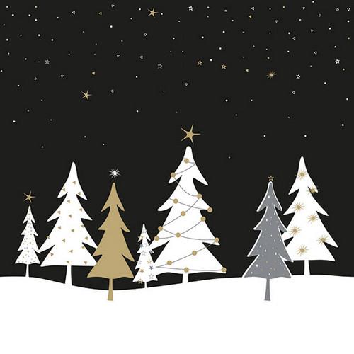 20 Servietten Midnight Trees black - Winterbäume in einer schwarzen Nacht 33x33cm