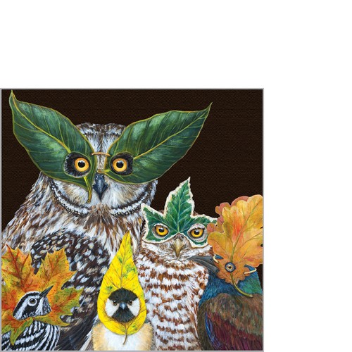 20 kleine Cocktailservietten Masquerade Party - Maskierte Vögel 25x25cm