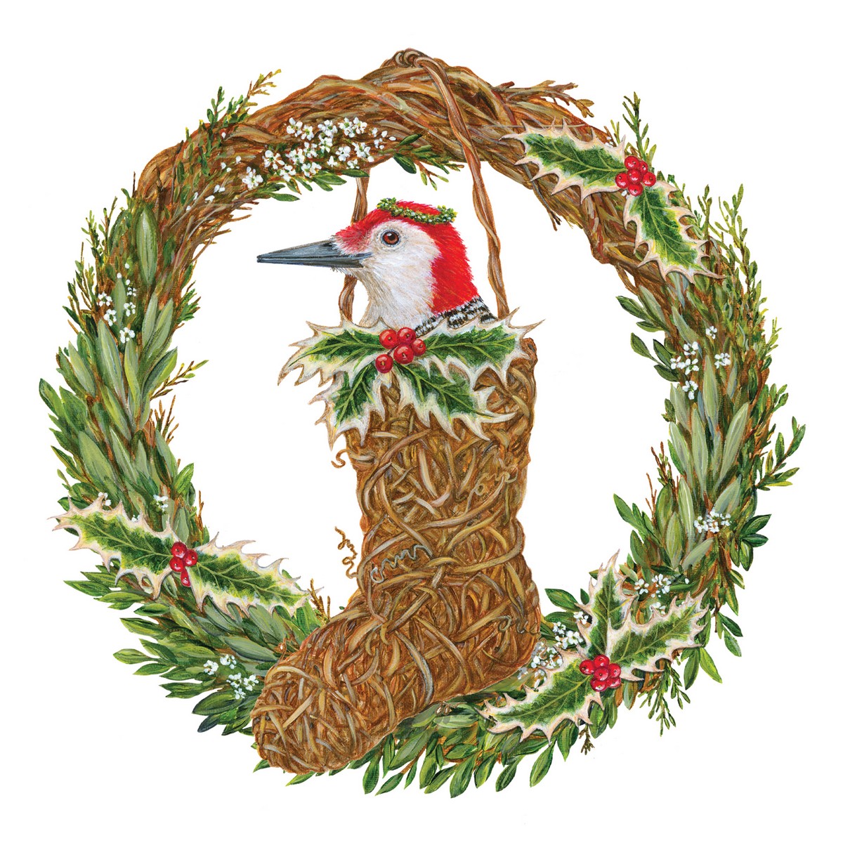 20 Servietten Claudette - Vogel im geflochtenen Strumpf 33x33cm