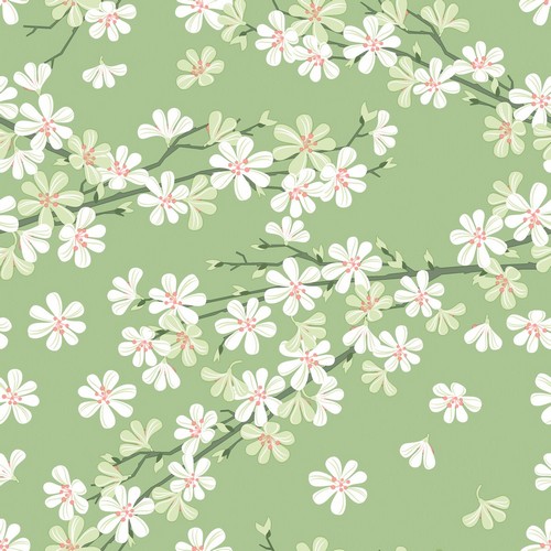 20 Servietten Cherry tree - Kirschblüten auf grün 33x33cm