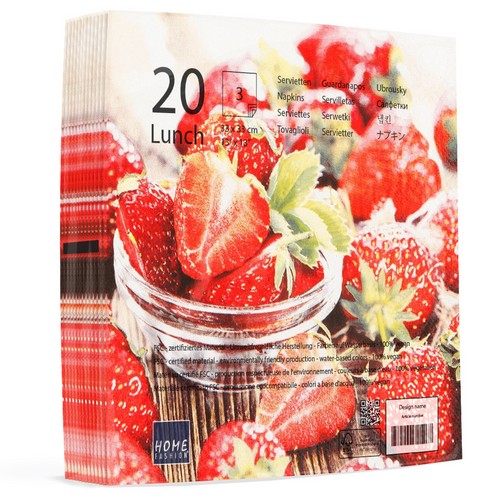 20 Servietten Tasty Strawberries - Liebe für Erdbeeren 33x33cm