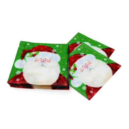 20 Servietten Saint Nick green - Lustiger Weihnachtsmann auf grün 33x33cm