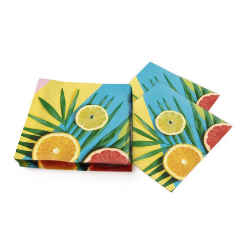 20 Servietten Fresh Summer - Citrus auf Streifen 33x33cm