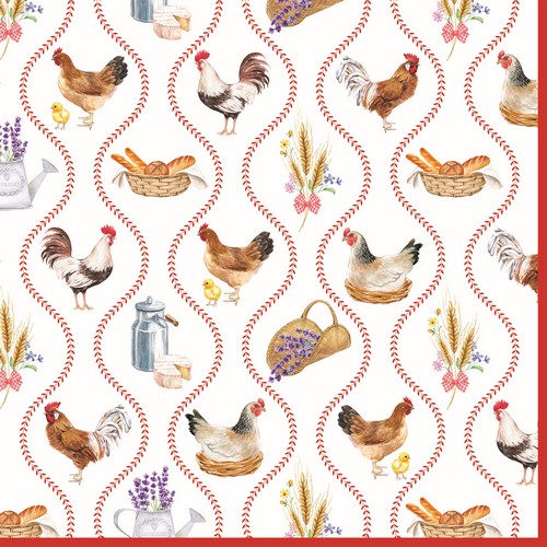 20 Servietten Country Life - Symbole vom Bauernhof 33x33cm