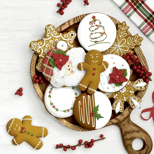 20 Servietten Festive frosting - Frisches Weihnachtsgebäck 33x33cm