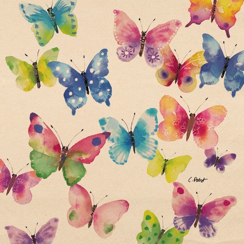 20 Servietten aus Recycling-Papier Butterfly Phantasy - Bunte Schmetterlinge 33x33cm