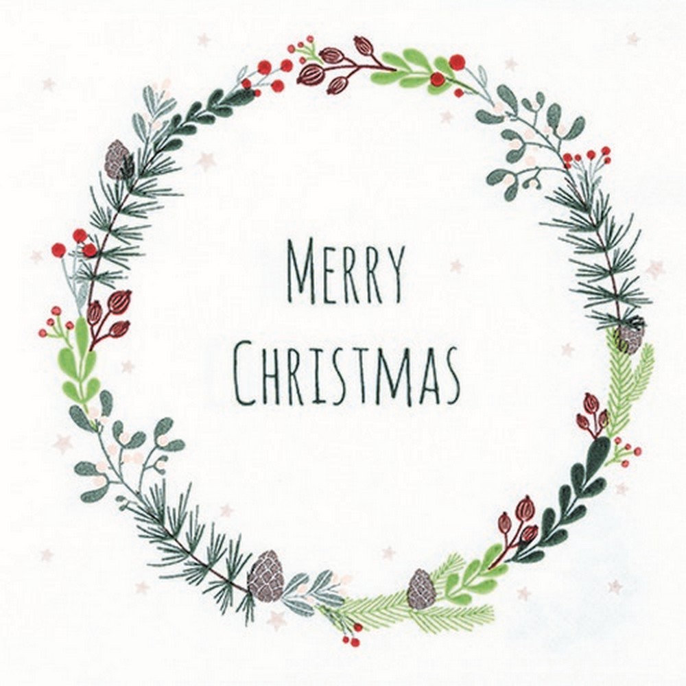 20 Servietten Lucia: Merry Christmas - Merry Christmas im Kranz 33x33cm