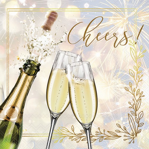20 Servietten Popping Bottle - Cheers beim Feiern 33x33cm