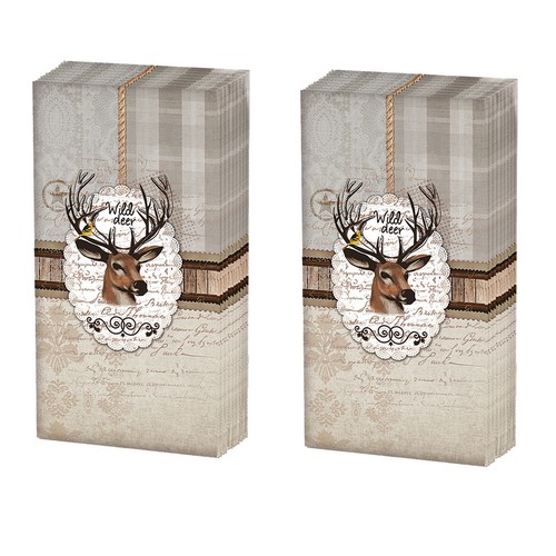2x 10 Taschentücher Wild Deer - Hirschkopf Landhaus