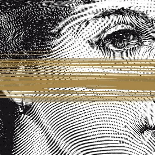 20 Servietten Golden Eye - Dame an goldenen Streifen 33x33cm
