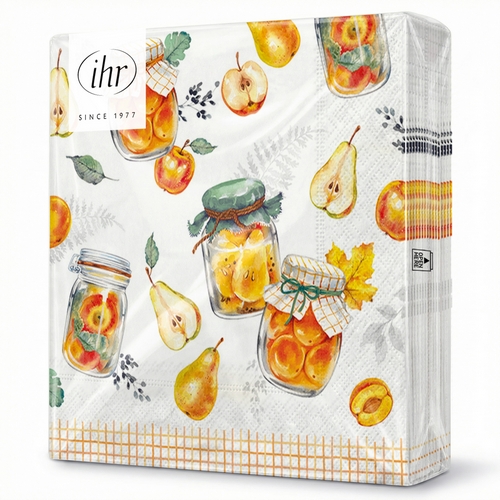20 Servietten Preserving Fruits - Konserviertes Obst im Glas 33x33cm