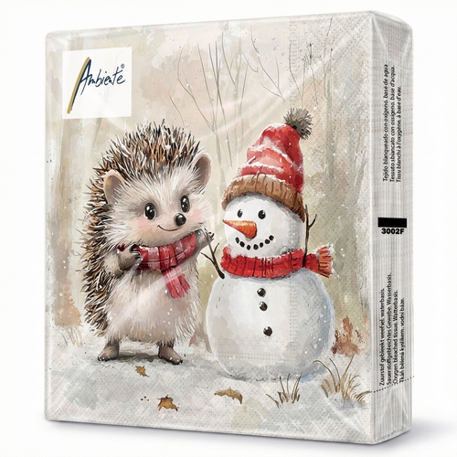 20 Servietten Spike and Frosty - Comic-Igel an Schneemann 33x33cm