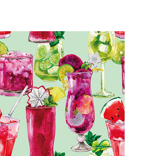 20 kleine Cocktailservietten Colourful cheers - Erfrischungsgetränke 25x25cm
