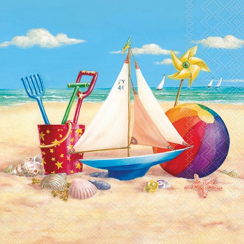 20 Servietten Beach Toys - Strandspielzeug 33x33cm
