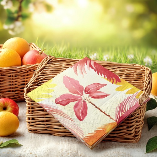 20 kleine Cocktailservietten Nomad tropic - Bunte Tropenpflanzen 25x25cm