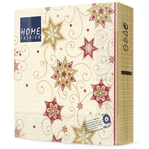 20 Servietten Stars & Swirls gold - Sterne & Wirbel gold 33x33cm