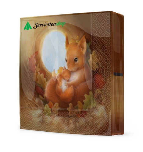 20 Servietten Squirrel Family - Familie Eichhörnchen 33x33cm