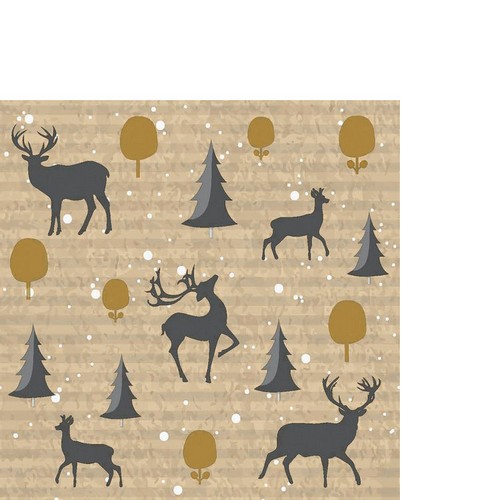 20 kleine Cocktailservietten Deer Forest - Muster von Rehen und Hirschen 24x24cm