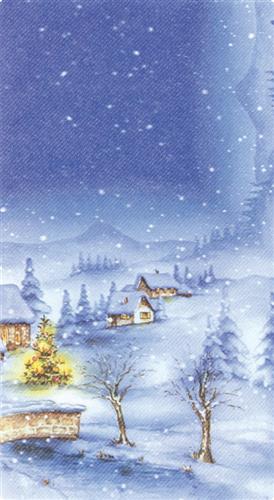 Mitteldecke Christmas Village - Weihnachtsdorf im Winter 80x80cm