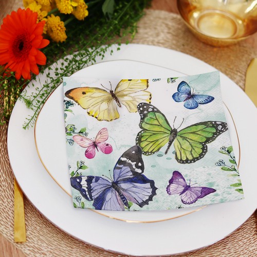 20 Servietten Mit Schmetterlings-Motiv – Rosa, 33x33 Cm, 3-lagig, Für Tischdeko & Basteln
