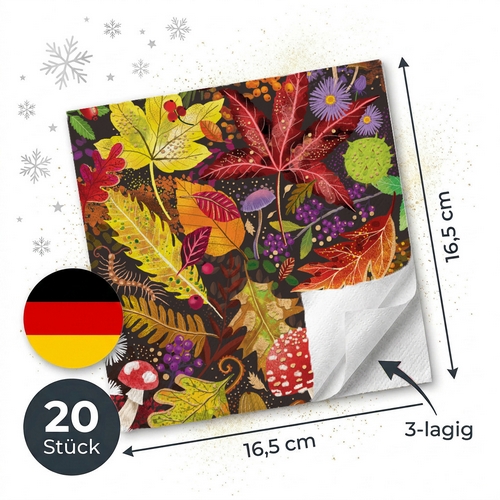 20 Servietten Falls Beauty - Bunte Herbstblätterwelt 33x33cm