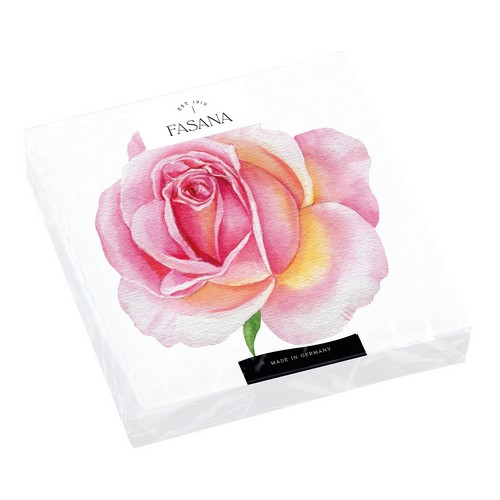 20 Servietten Rose - Rosenblüte groß 33x33cm