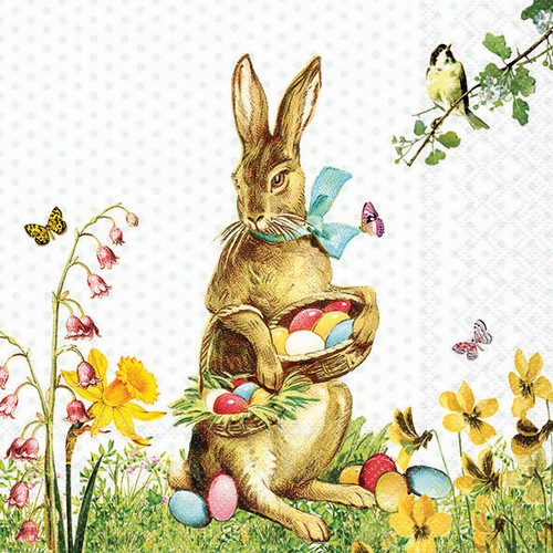 20 Servietten Vintage Easter Bunny - Nostalgischer Osterhase 33x33cm