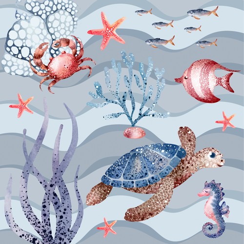 20 Servietten Deep Sea - Tiere in der Tiefsee 33x33cm
