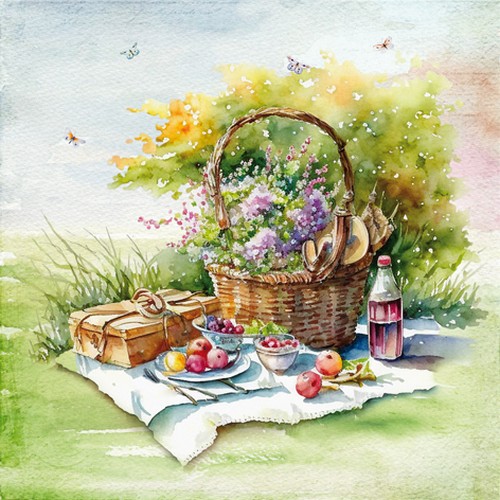 20 Servietten Picnic Estivo - Gedeckter Picknickplatz 33x33cm